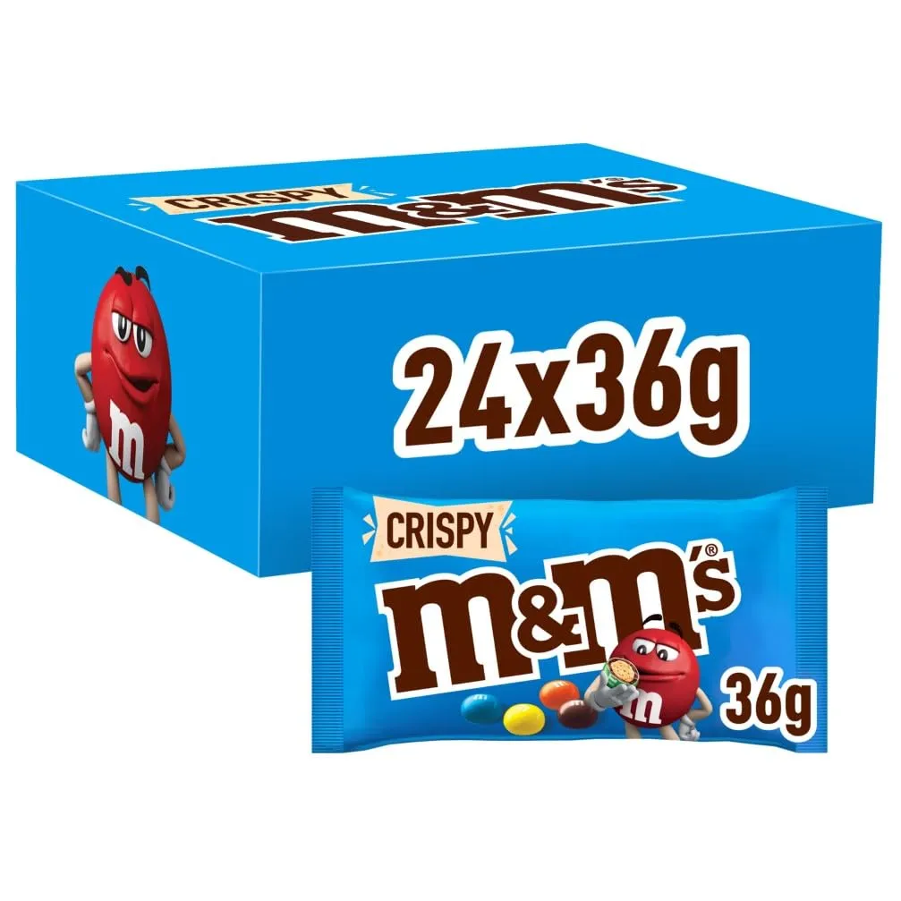M&M’S Crispy Schokolinsen mit Knusperkern 24 Packungen (24 x 36g)
