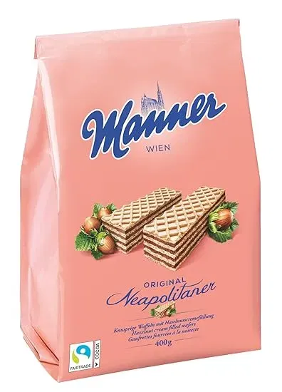 Manner Neapolitaner  vegane knusprige Waffeln mit Haselnusscreme  1er Pack (400 g) ab 2,87 € inkl. Prime-Versand (statt 3,79 €)