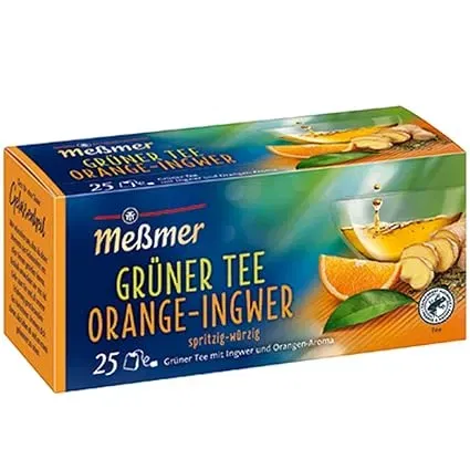 Meßmer Grüner Tee Orange Ingwer (25 Teebeutel  Vegan  Glutenfrei  Laktosefrei) ab 1,89 € inkl. Prime-Versand (statt 2,69 €)