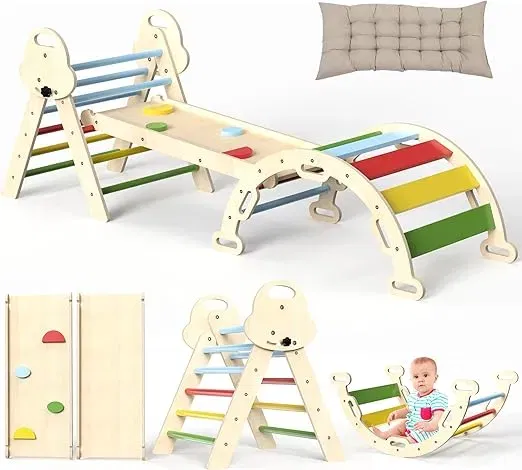 Montessori Indoor Spielset: 7-in-1 Klettergerüst mit Rutsche Bogen & Matte (für Kleinkinder und Kinder 1-3 Jahre) für 65,99 € inkl. Versand (statt 110,00 €)