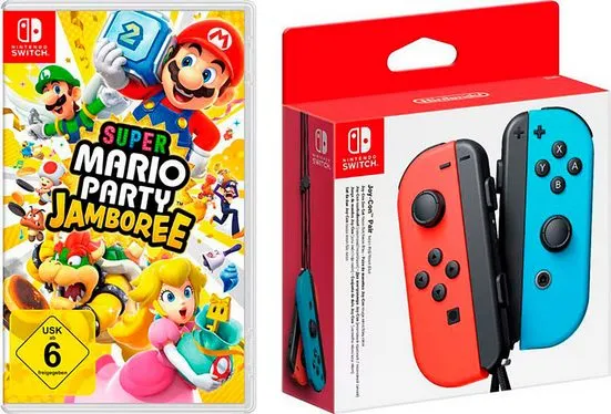 Nintendo Switch Joy-Con 2er-Set rot / blau + Mario Party Jamboree Nintendo-Controller für 89,99 € inkl. Versand