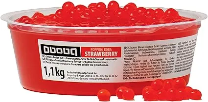 Oboba Popping Boba gefüllte Fruchtperlen für Bubble Tea mit Erdbeergeschmack (1 x 1,1 kg) ab 8,54 € inkl. Prime-Versand (statt 12,00 €)