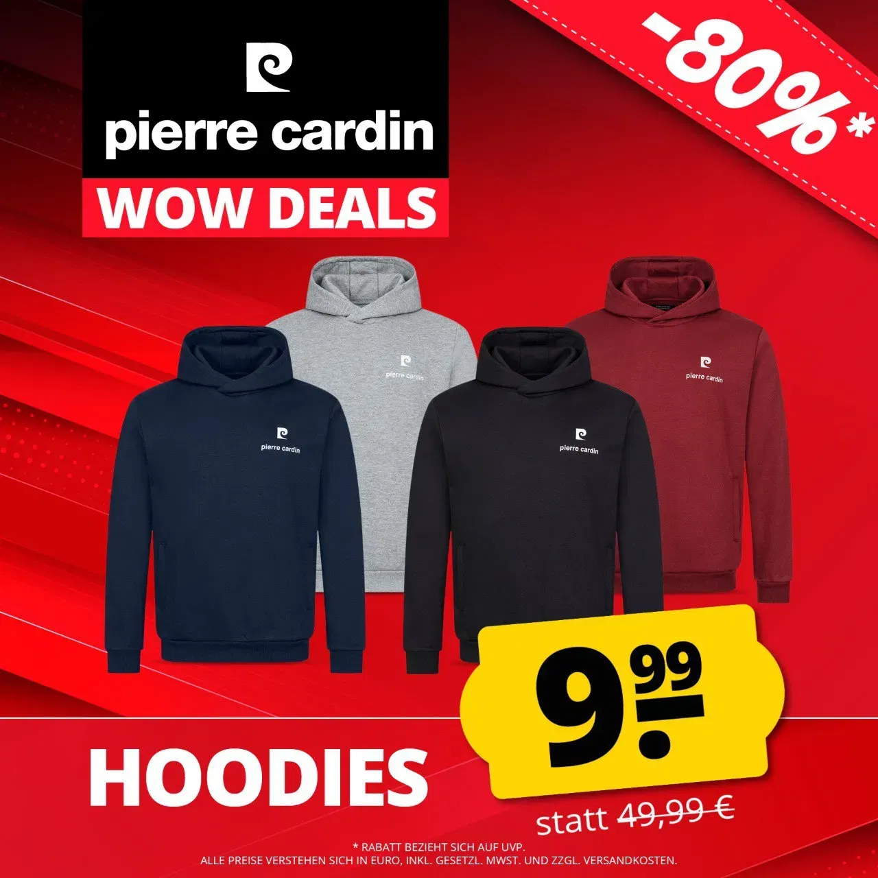 Pierre Cardin Hoodie Herren O103219-001-B000 (Gr. S bis 2XL – 4 Farben) für 14,94 € inkl. Versand (statt 49,99 €)