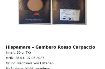 Schnäppchen, Deals und Rabattcodes des Tages - Produktrückruf Hispamare Gambero Rosso Carpaccio