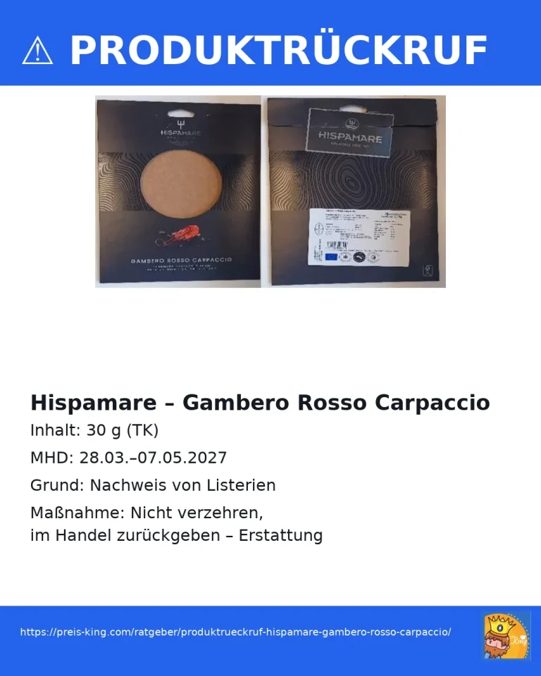 Produktrückruf Hispamare – Gambero Rosso Carpaccio (30 g)