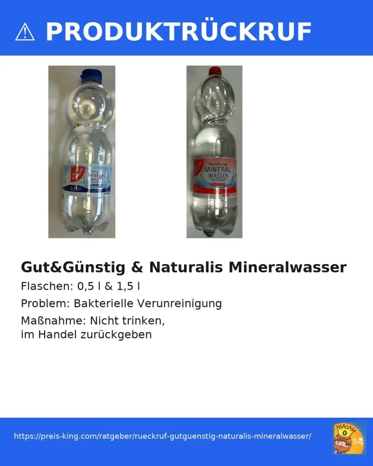 Rückruf Gut&Günstig & Naturalis Mineralwasser wegen bakterieller Verunreinigung