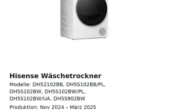 Schnäppchen, Deals und Rabattcodes des Tages - Hisense Wäschetrockner Rückruf