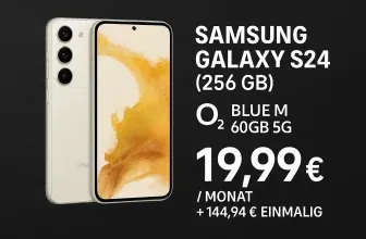 MediaMarkt Tarifwelt: Samsung Galaxy S24 (256 GB) + o2 Blue M 60GB 5G für 19,99 € / Monat + 144,94 € einmalig