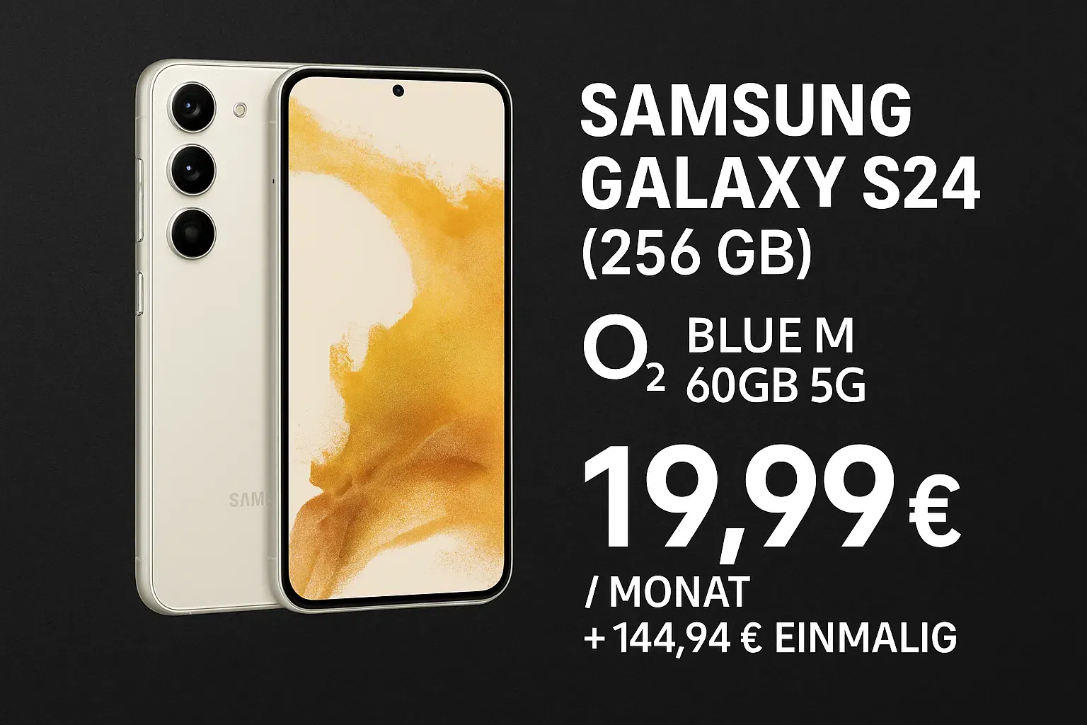 MediaMarkt Tarifwelt: Samsung Galaxy S24 (256 GB) + o2 Blue M 60GB 5G für 19,99 € / Monat + 144,94 € einmalig