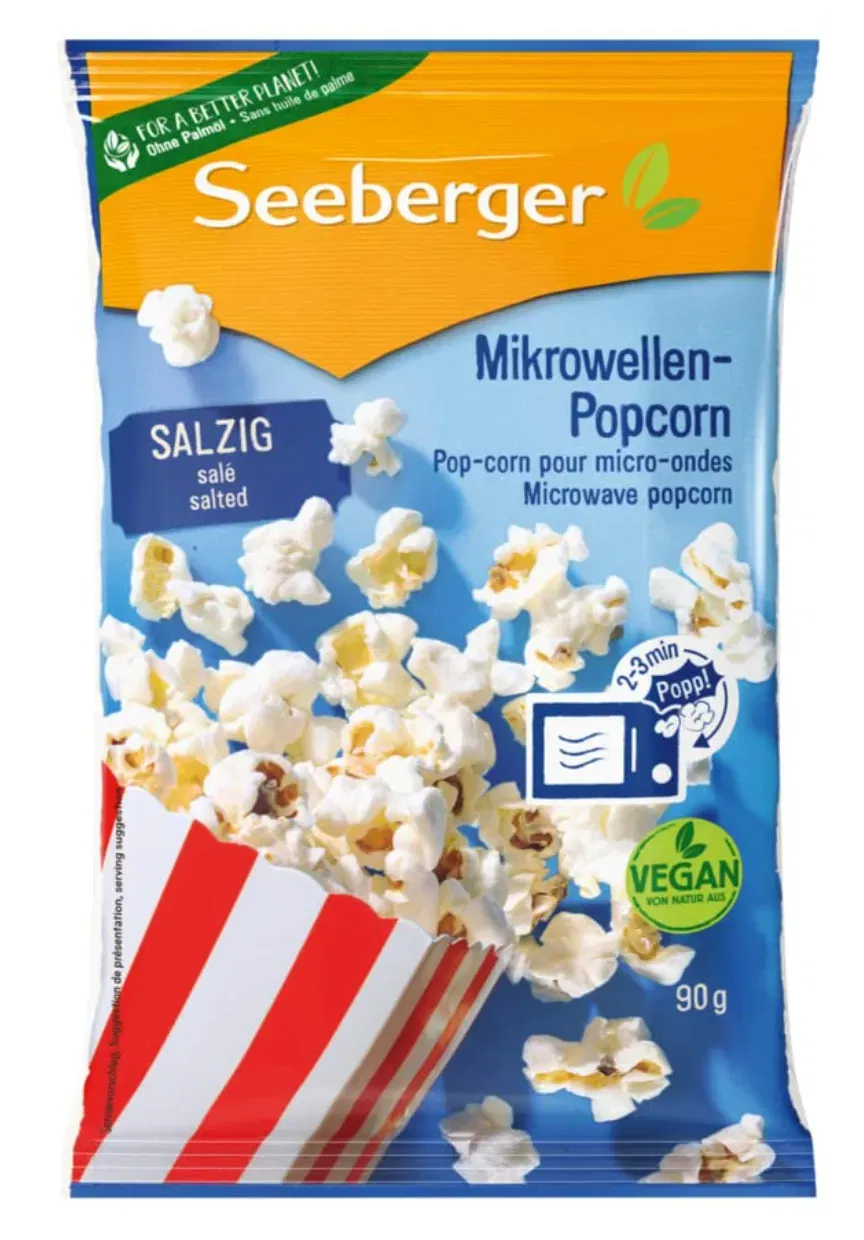 Seeberger Mikrowellen-Popcorn salzig mit Sonnenblumenöl (24 x 90 g) ab 17,09 € inkl. Prime-Versand (statt 23,76 €)