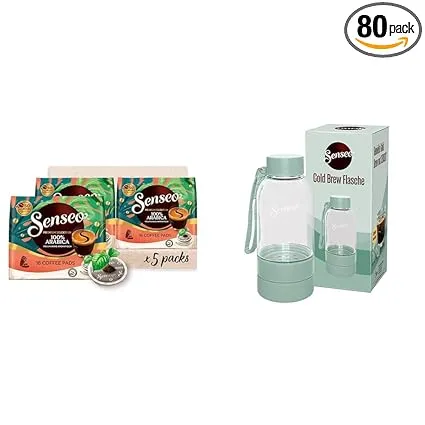 Senseo Pads Premium Selektion 5 x 16 Getränke 80 Kaffeepads inklusive Senseo Cold Brew Bottle für 15,59 € inkl. Prime-Versand (statt 29,99 €)