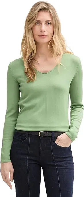 TOM TAILOR Damen Basic Strickpullover mit V-Ausschnitt für 7,47 € inkl. Prime-Versand (statt 18,99 €)