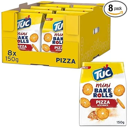 TUC Mini Bake Rolls Pizza  Knusprige Brotchips 8er Pack (8 x 150 g) ab 12,06 € inkl. Prime-Versand