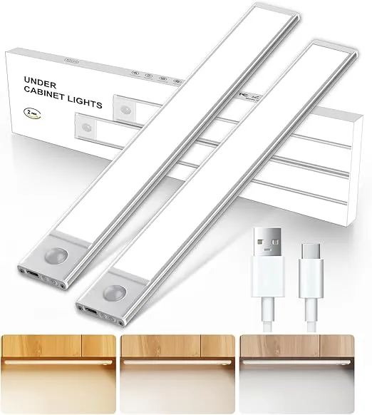 2 Stück Unterbauleuchten (40cm) mit Bewegungsmelder mit 3 Farbmodi für 12,99 € inkl. Prime-Versand (statt 21,00 €)