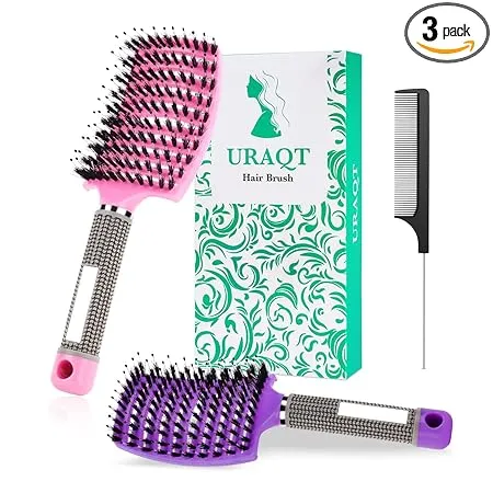 URAQT 2 Haarbürsten + Haarkamm für Lange Feine Dicke Lockige Haare ohne Ziepen (lila+rosa) (für Lange Feine Dicke Lockige Haare ohne Ziepen) für 7,25 € inkl. Prime-Versand (statt 10,00 €)