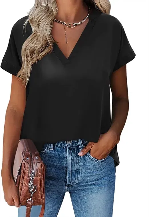 Zeagoo Damen Bluse mit eleganten V-Ausschnitt (5 Farben, Gr. S bis XXL) für 9,49 € inkl. Prime-Versand (statt 18,99 €)