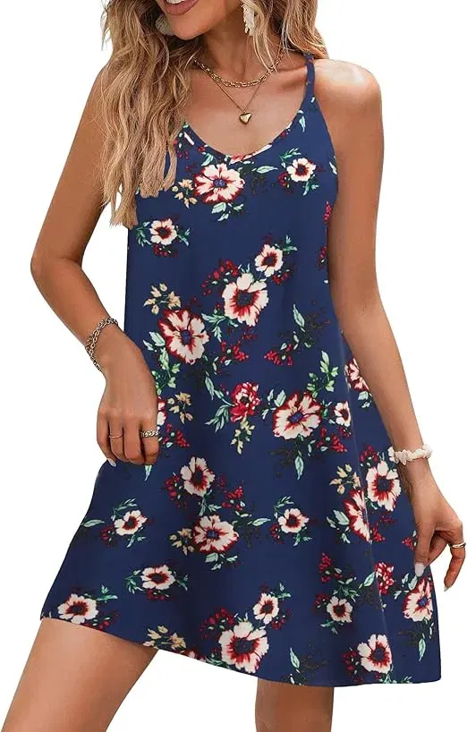 Zeagoo Damen  Sommerkleid mit Boho Spaghettiträger (8 Farben, Gr. S bis XXL) für 12,99 € inkl. Prime-Versand (statt 25,99 €)
