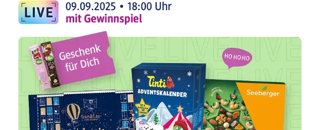 Gratis dmBio Schokoriegel bei der dmLIVE Adventskalender-Show am 09.09.25