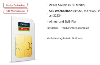 Vodafone Allnet Flat 20GB für effektiv 2,75€ pro Monat dank 170€ MediaMarkt-Coupon