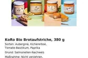 Schnäppchen, Deals und Rabattcodes des Tages - Preis-King Rückruf Koro Brotaufstriche