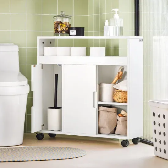 sobuy Badezimmerschrank Reinweiß BZR02-W 20X71X70CM (mit Toilettenpapierhalter & Bürste MDF(E1)) für 29,99 € inkl. Versand (statt 59,00 €)