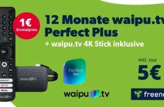 Streaming-Vorteil: 12 Monate waipu tv Perfect Plus mit 4K Stick für nur 5€ im Monat