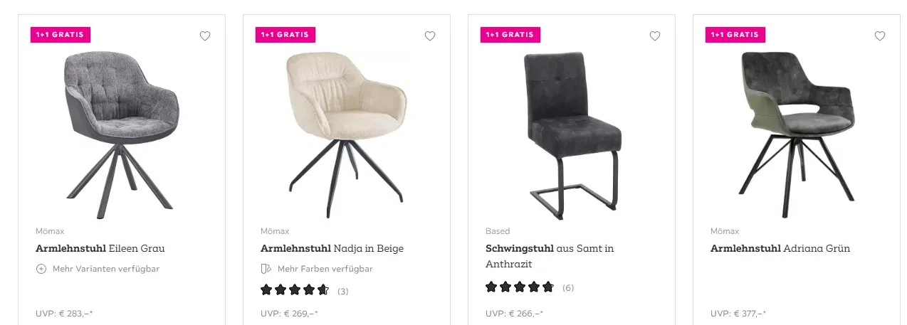 mömax: 1+1 Gratis Stuhl Aktion – Jetzt zweiten Stuhl kostenlos sichern