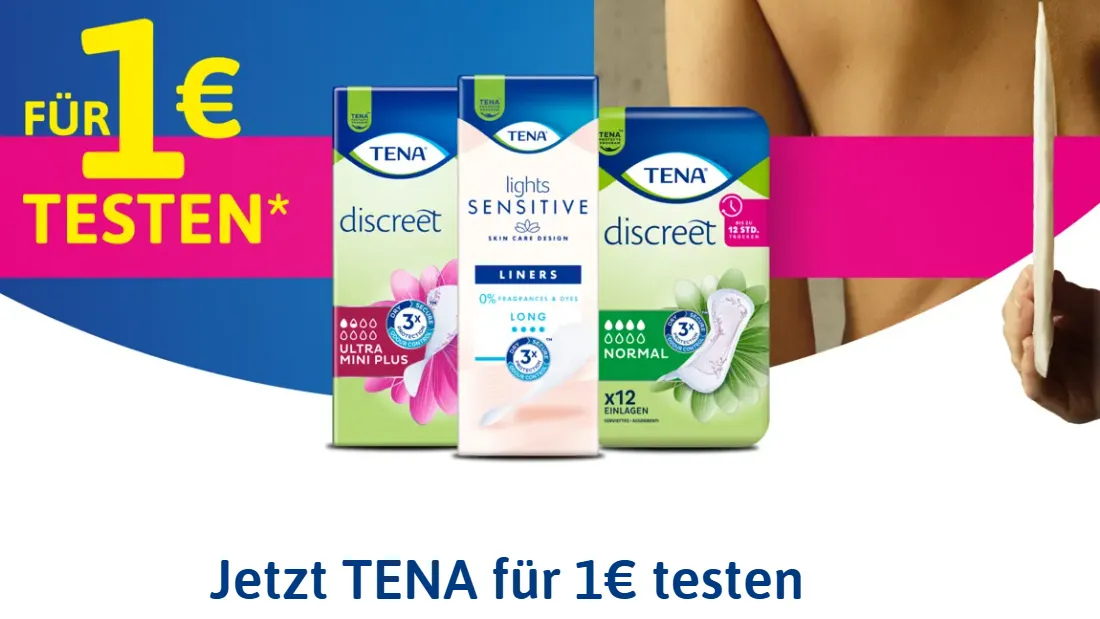 TENA für 1-€-Testen: Slipeinlagen & Einlagen dank Cashback fast gratis