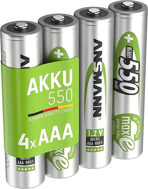 ANSMANN Akku AAA 550 mAh NiMH 1 2 V (4 Stück) – Micro AAA für 2,99 € inkl. Prime-Versand (statt 7,15 €)