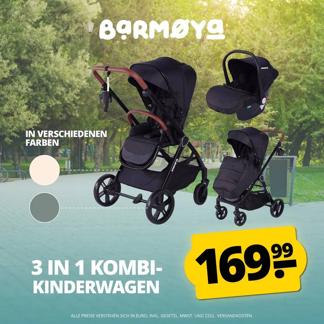 Barmøya 3-in-1 Kombi-Kinderwagen Komplettset (3 Farben) ab 164,99 € inkl. Versand