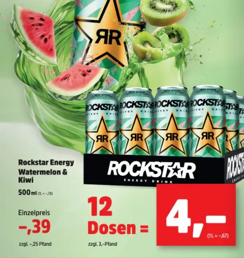Rockstar Energy Watermelon & Kiwi bei Thomas Philipps: 12 Dosen für nur 4,00 Euro