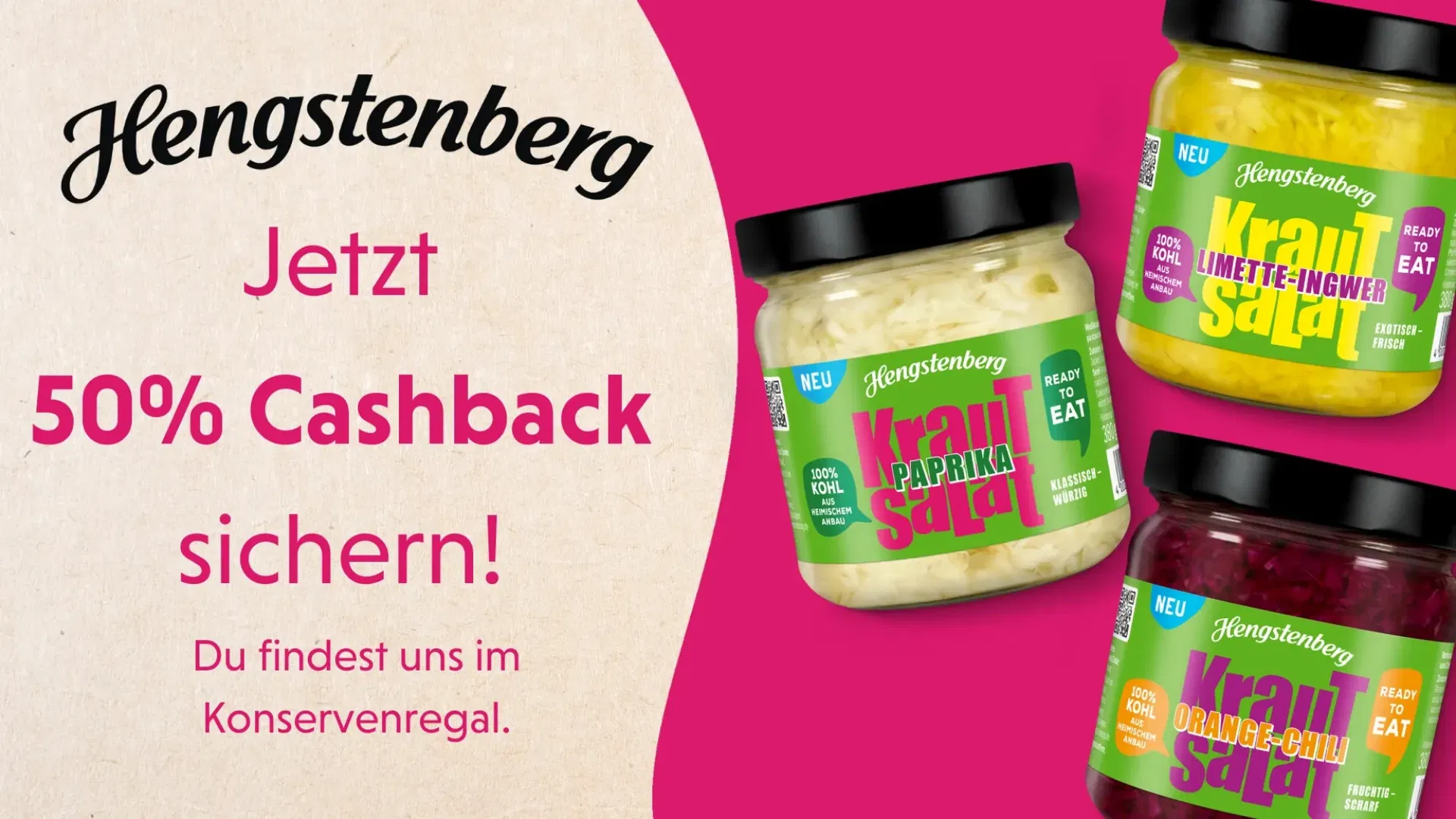 marktguru: 50 € Cashback auf Hengstenberg Krautsalat