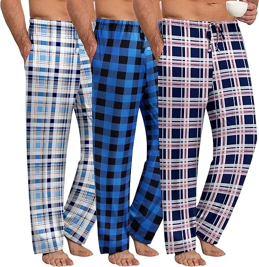 Ekouaer Herren Lang Weich Pyjamahose 3er Pack (6 Farbkombinationen, Gr. S bis XXL) für 25,99 € inkl. Prime-Versand (statt 39,99 €)