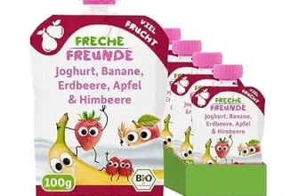 FRECHE FREUNDE Bio Quetschie Joghurt Banane Erdbeere Apfel & Himbeere 6er Pack (6 x 100 g) ab 5,41 € inkl. Prime-Versand