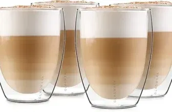 GLASWERK Doppelwandiges Latte Macchiato Design Glas Kaffeetasse Design - spülmaschinenfeste Teetasse Kaffeetasse 4er Pack (4 x 330 ml) für 19,37 € inkl. Prime-Versand (statt 35,99 €)
