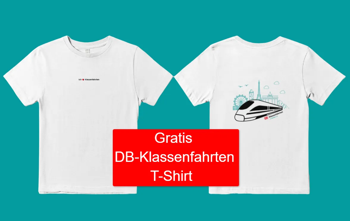 Gratis Klassenfahrt T-Shirts sichern – bei DB Klassenfahrten von BAHNHIT