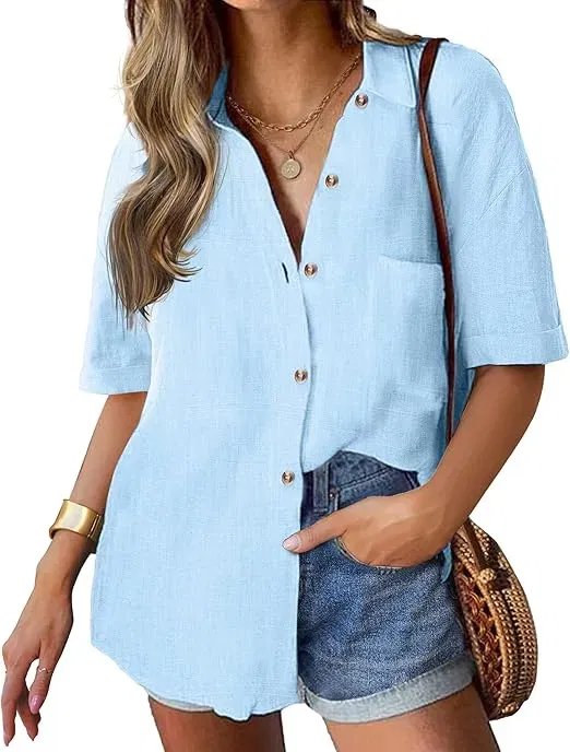 Hotouch Damen Hemdbluse (9 Farben, Gr. S bis XXL) für 9,99 € inkl. Prime-Versand (statt 19,99 €)