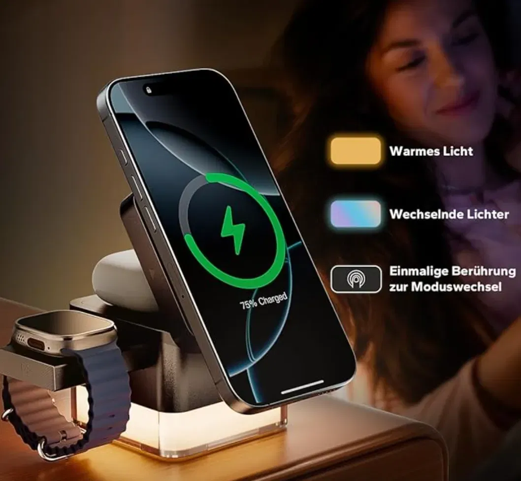 KPON Ladestation für Apple Watch, Aipods und Iphone für Magsafe 3-in-1 Cube für 14,99 € inkl. Prime-Versand (statt 35,00 €)