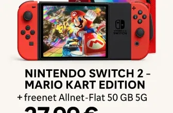 Gomibo: Nintendo Switch 2 – Mario Kart Edition + freenet Allnet-Flat 50 GB 5G für 27,99 € / Monat + 11,90 € einmalig