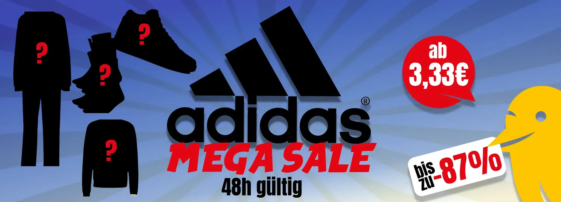 Picksport: Adidas Mega Sale mit Produkten ab 3,33 € + 5,5 % Newsletter-Rabatt