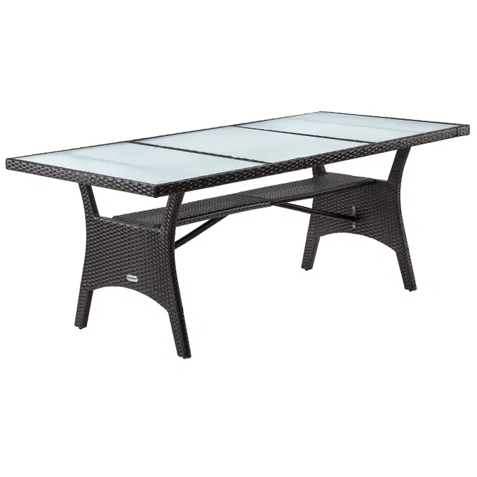 Polyrattan Gartentisch Takeo (190x90x74cm, Braun, Glas) ab 113,95 € inkl. Versand