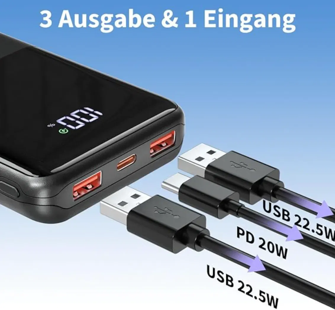Power Bank 20000mAh 22.5W für 7,99 € inkl. Prime-Versand (statt 16,00 €)