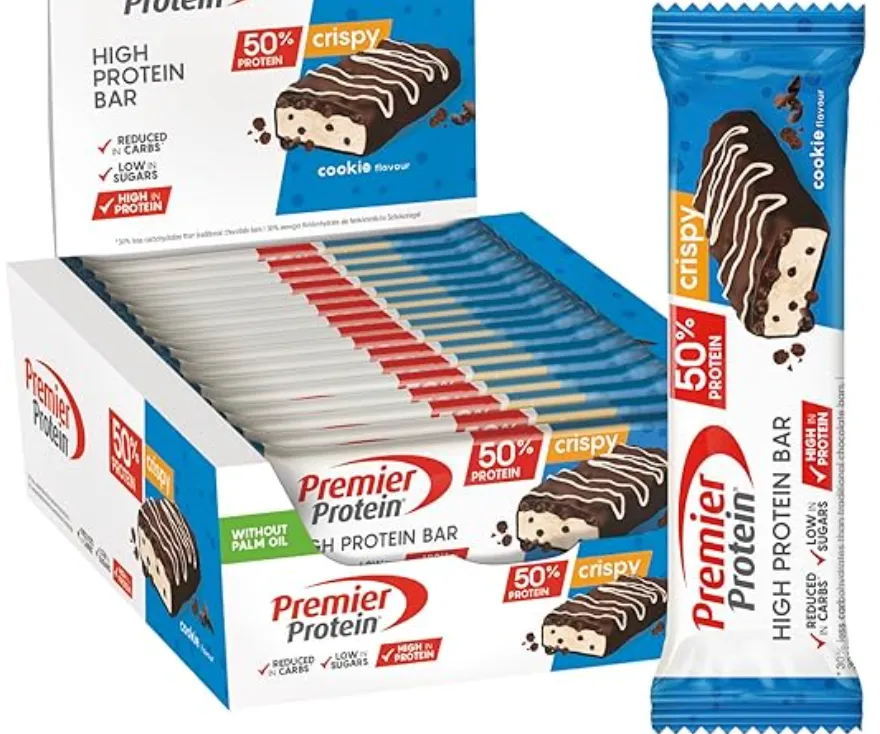 Premier Protein – High Protein Bar 50%+Crispy Cookie (16 x 40 g palmölfrei) ab 13,57 € inkl. Prime-Versand (statt 20,64 €)