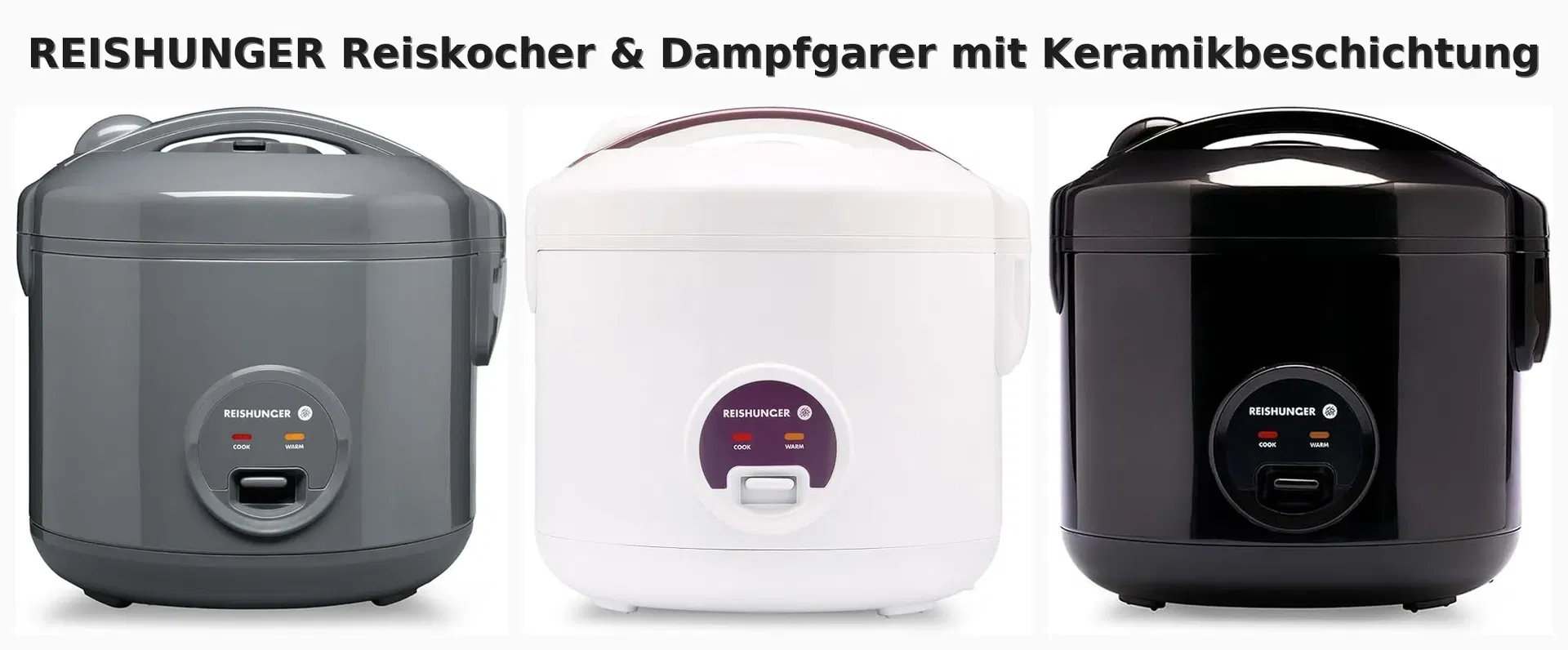 REISHUNGER Reiskocher & Dampfgarer mit Keramikbeschichtung (3 Farben, 1,2 L; 1 bis 6 Jahren) für 44,99 € inkl. Versand