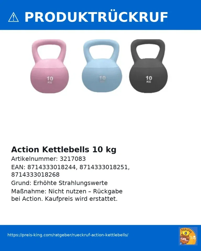 Rückruf Action Kettlebells 10 kg – erhöhte ionisierende Strahlung festgestellt