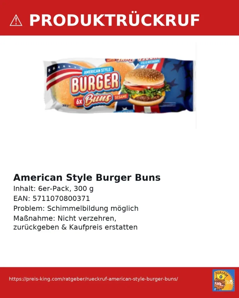 Rückruf American Style Burger Buns – Schimmelrisiko nicht unterschätzen