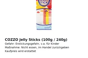 Schnäppchen, Deals und Rabattcodes des Tages - Rückruf COZZO Jelly Sticks