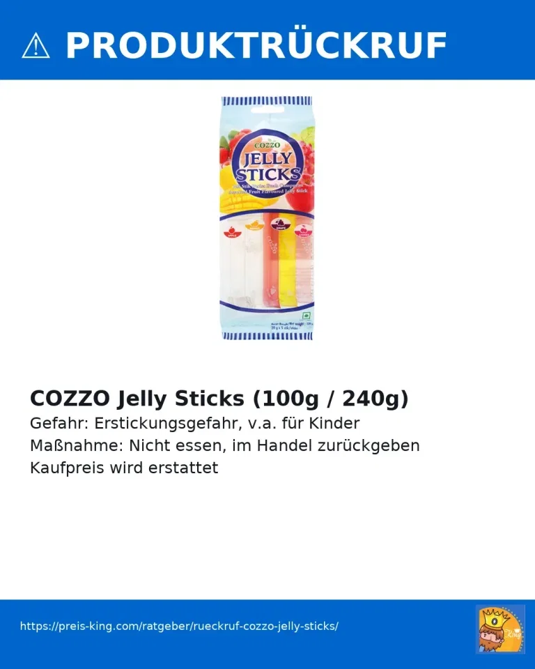 Rückruf COZZO Jelly Sticks – Achtung – Erstickungsgefahr