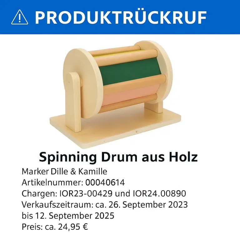 Rückruf Dille & Kamille Spinning Drum – Gefahr für Kinder