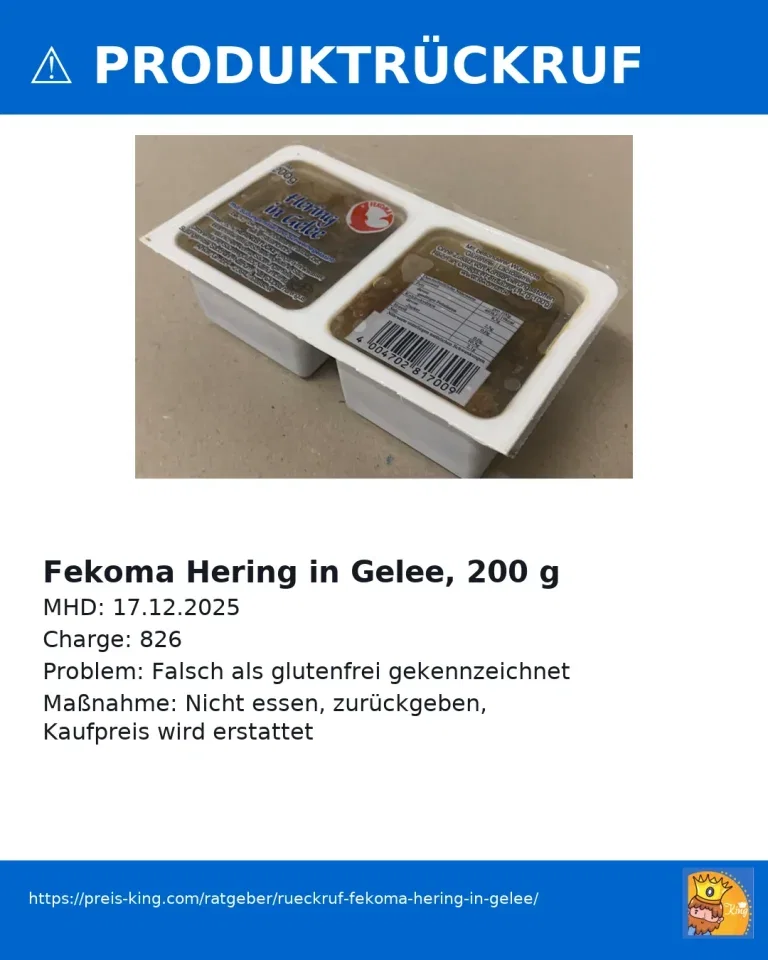 Rückruf Fekoma Hering in Gelee – Achtung bei Glutenunverträglichkeit!
